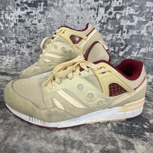 Saucony Men 10 Grid SD Sneakers Cream Burgundy Retro Athleisure  Streetwear